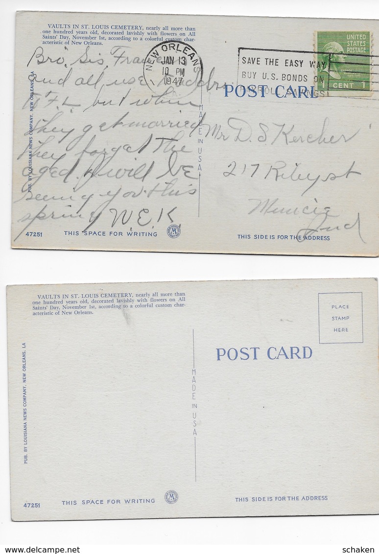 USA; 41 different postcards cemetry and house Paul Morphy; 30x Morphy text on backside 11x without