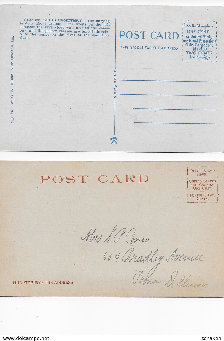 USA; 41 different postcards cemetry and house Paul Morphy; 30x Morphy text on backside 11x without