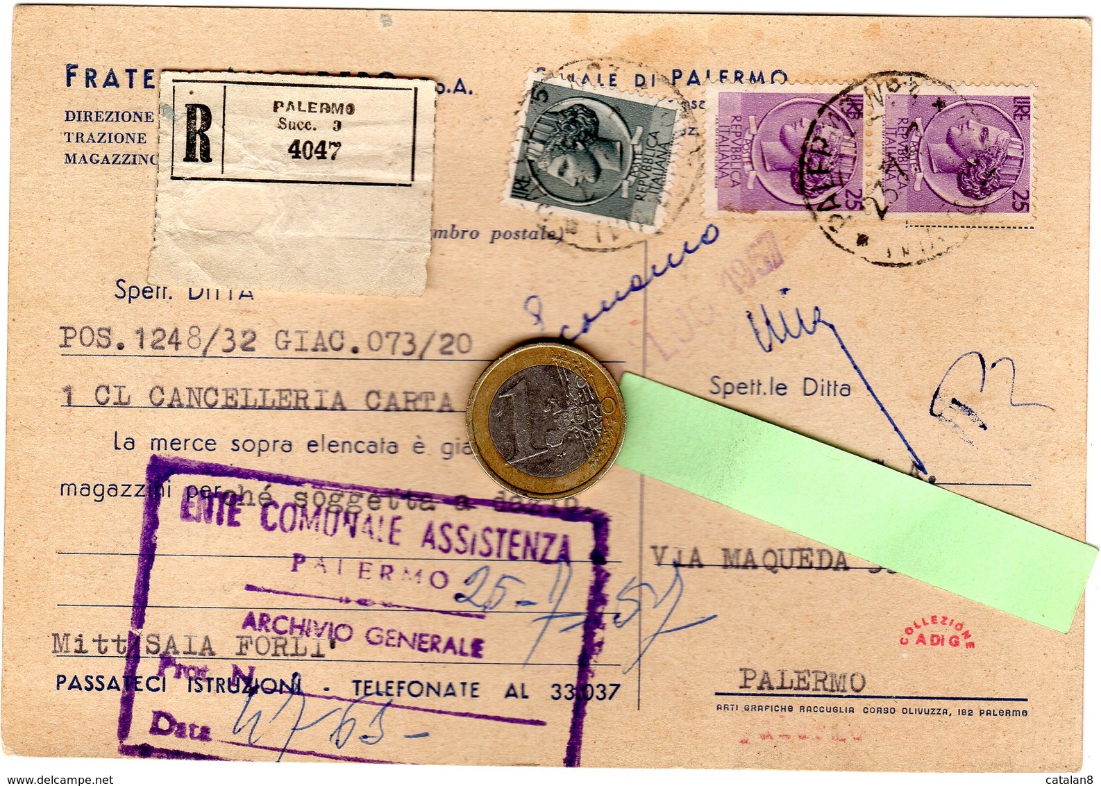 S6529 CARTOLINA POSTALE RACCOMANDATA 1957 AVANDERO TRASPORTI INTERNAZIONALI - Autres & Non Classés