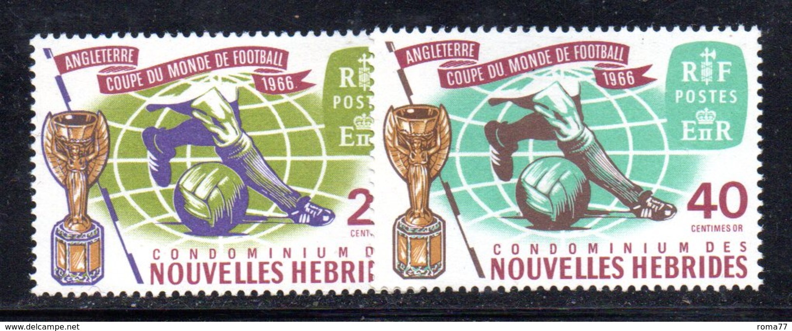 APR537 - NUOVE EBRIDI HEBRIDES 1966 , Yvert N. 235/236  ***  (2380A).  FOOTBALL - Neufs