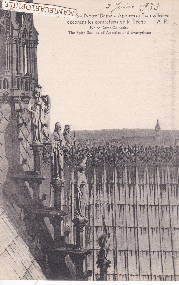 PARIS  - Cathédrale Notre Dame - Anges Et Evangélistes Décorant Les Contreforts De La Flèche - 1933 - Notre Dame De Paris