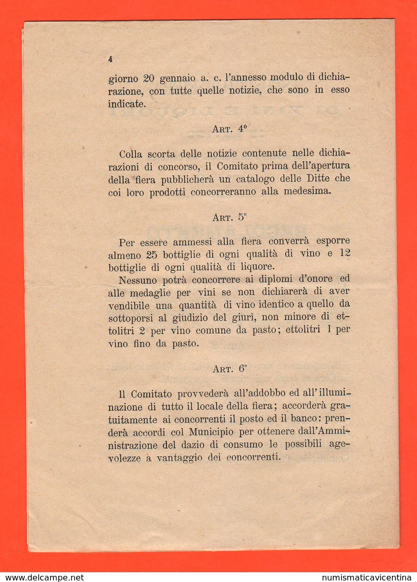 Rovigo Esposizione E Fiera Di Liquori E Vini Società Carnevale 1882 - Altri & Non Classificati