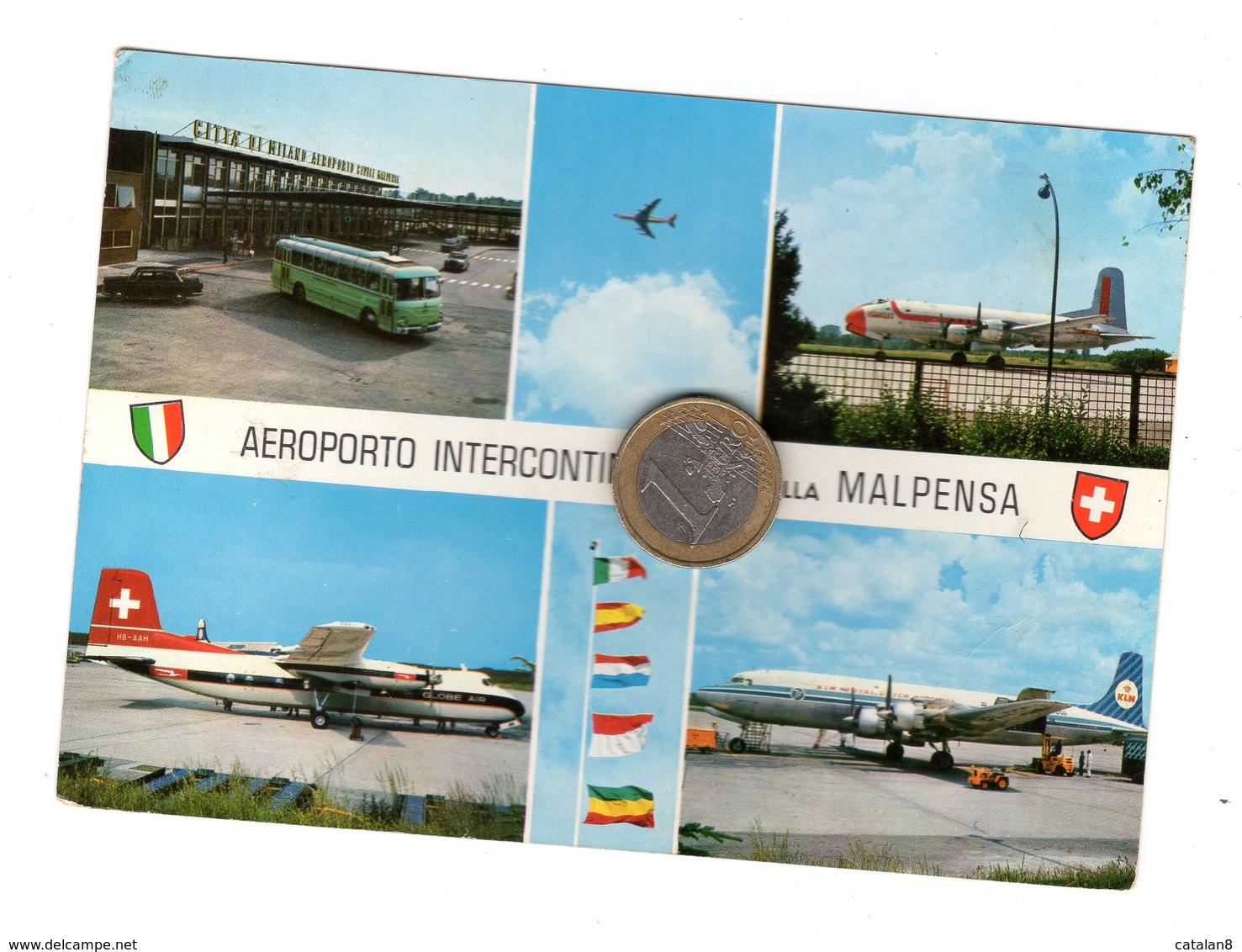 S6533 MILANO AEROPORTO INTERCONTINENTALE MALPENSA VEDUTE AEREO KLM GLOBE AIR BUS - 1946-....: Era Moderna