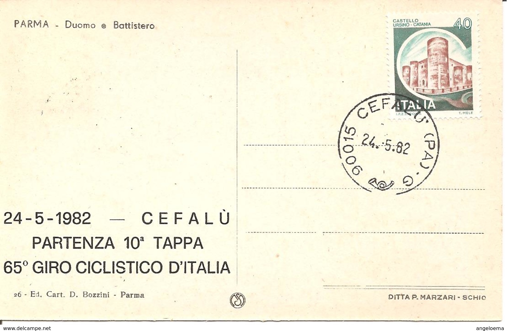 ITALIA - 1982 CEFALU' Ann. Ordinario CEFALU' - G Su Retro Cartolina Illustrata Sovrast.  65° Giro Ciclistico D'Italia - 1981-90: Storia Postale