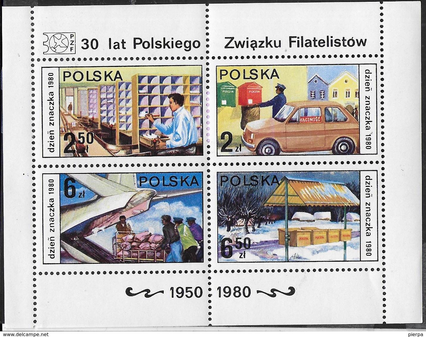 POLONIA - GIORNATA DEL FRANCOBOLLO E 30° ASSOCIAZIONE FILATELICA - FOGLIETTO NUOVO ** (YVERT BF 91 - MICHEL BL 83) - Giornata Del Francobollo