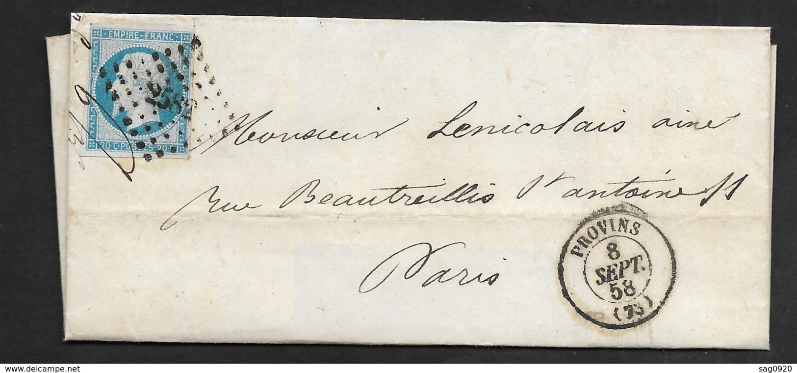 Seine Et Marne-Lettre-Petit Chiffre 2582 De Provins Sur N°14A - 1849-1876: Periodo Clásico