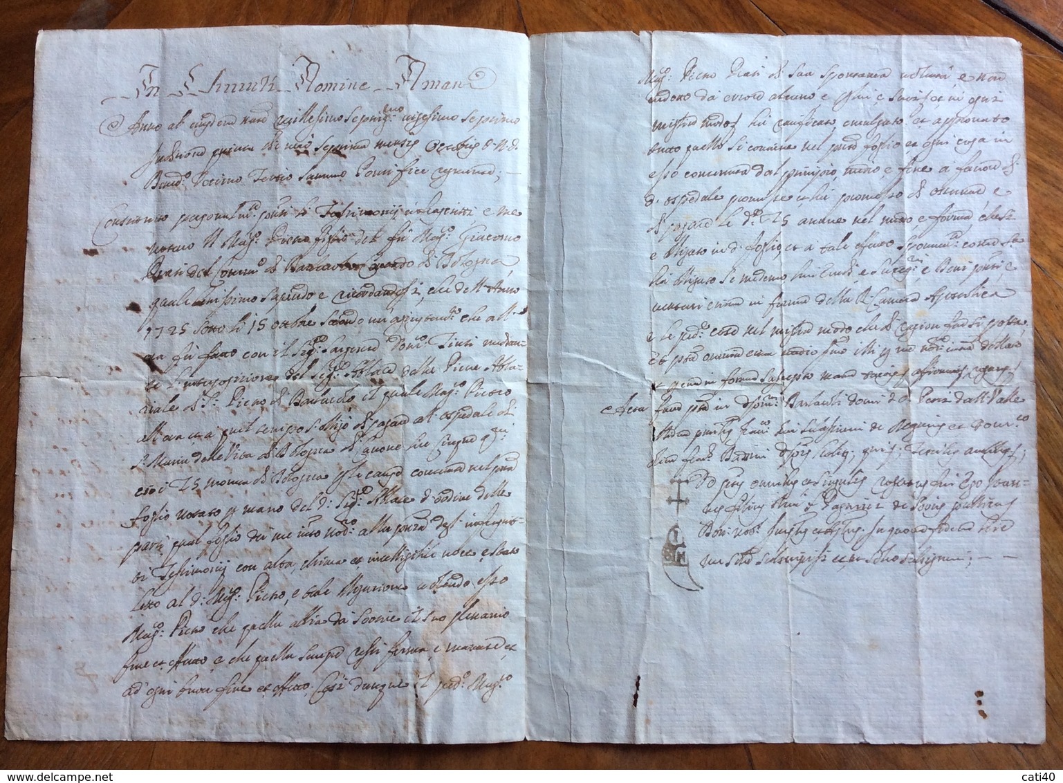 BARBAROLO LOIANO 15/10/1725 MANOSCRITTO  SIGILLO PARROCCHIALE E ATTO NOTARILE CON TABELLIONATO RRR V.nota - Documenti Storici