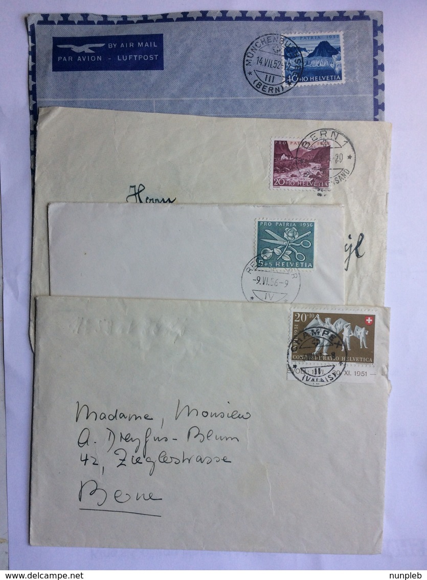 SWITZERLAND 1950`s X 4 Covers Various Postmarks - Covers & Documents