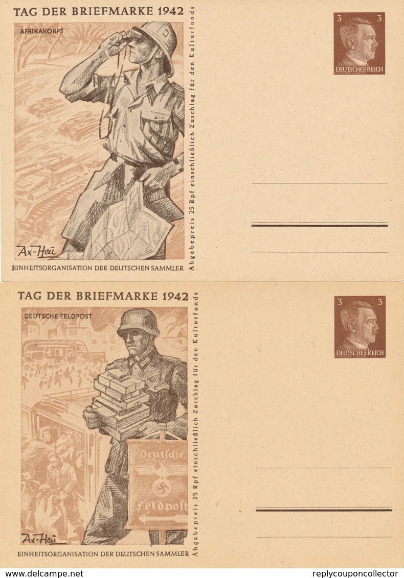 DR - 1942 , Tag Der Briefmarke , Adolf H... -   4  Bildposkarte / BPK  Komplette Serie - Sonstige & Ohne Zuordnung