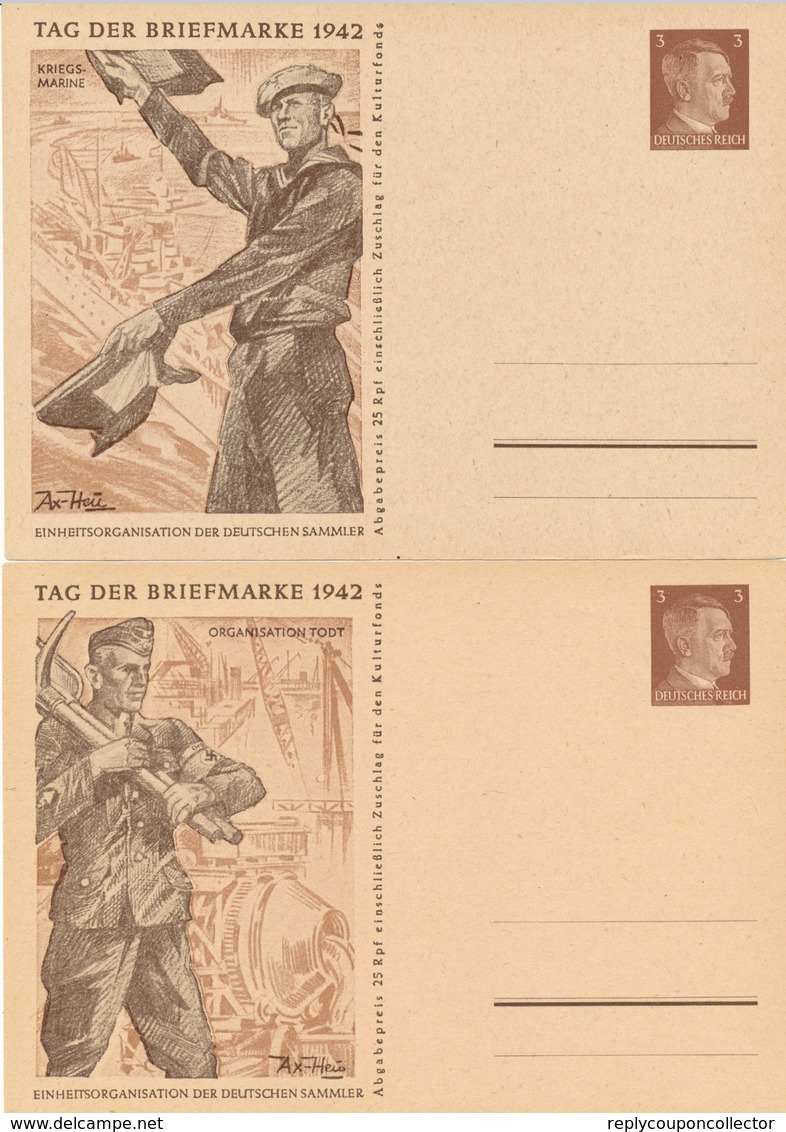 DR - 1942 , Tag Der Briefmarke , Adolf H... -   4  Bildposkarte / BPK  Komplette Serie - Sonstige & Ohne Zuordnung