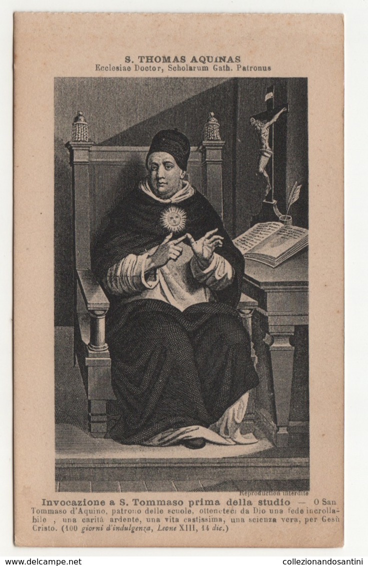 191 Santino Cartolina Antico Non Viaggiata Stampa Francese San Tommaso D'Aquino - Religion & Esotérisme