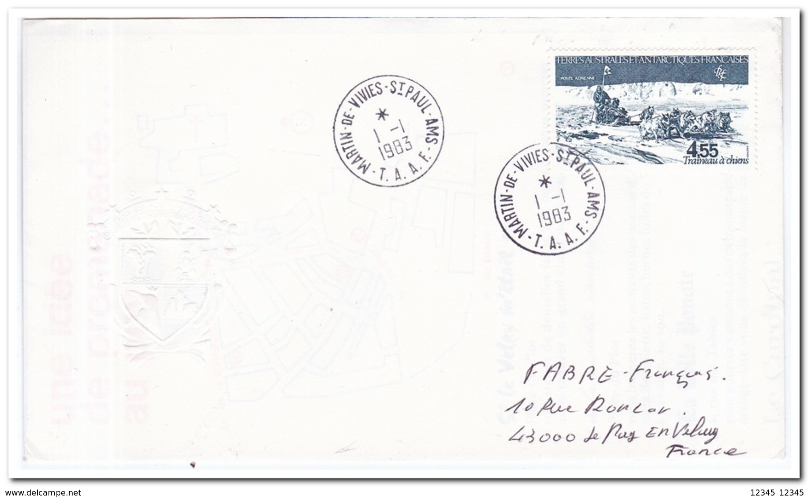 Frans Antarctica 1983, FDC, Polar Research, FDC To Le Puy En Velay - FDC