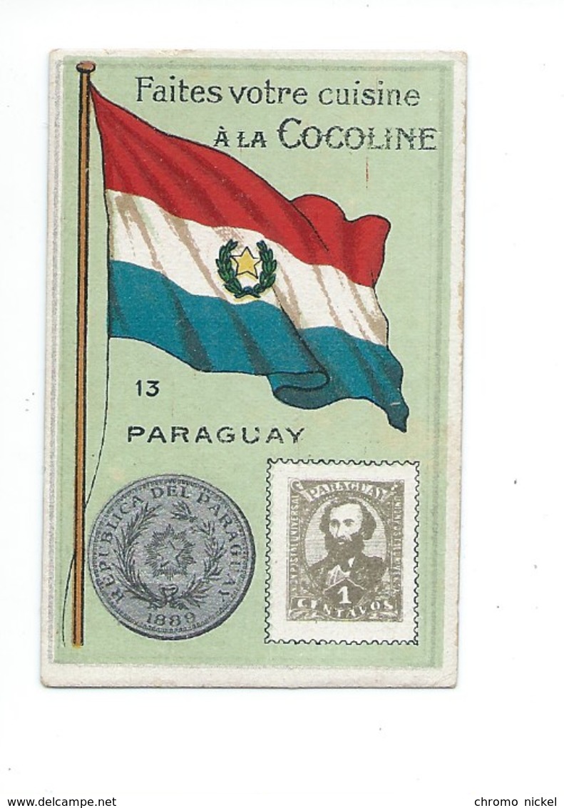 PARAGUAY +/- 1900  Carte Coin Drapeau Timbre/chromo Stamp Flag Map 70 X 45 Mm TB  2 Scans - Other & Unclassified