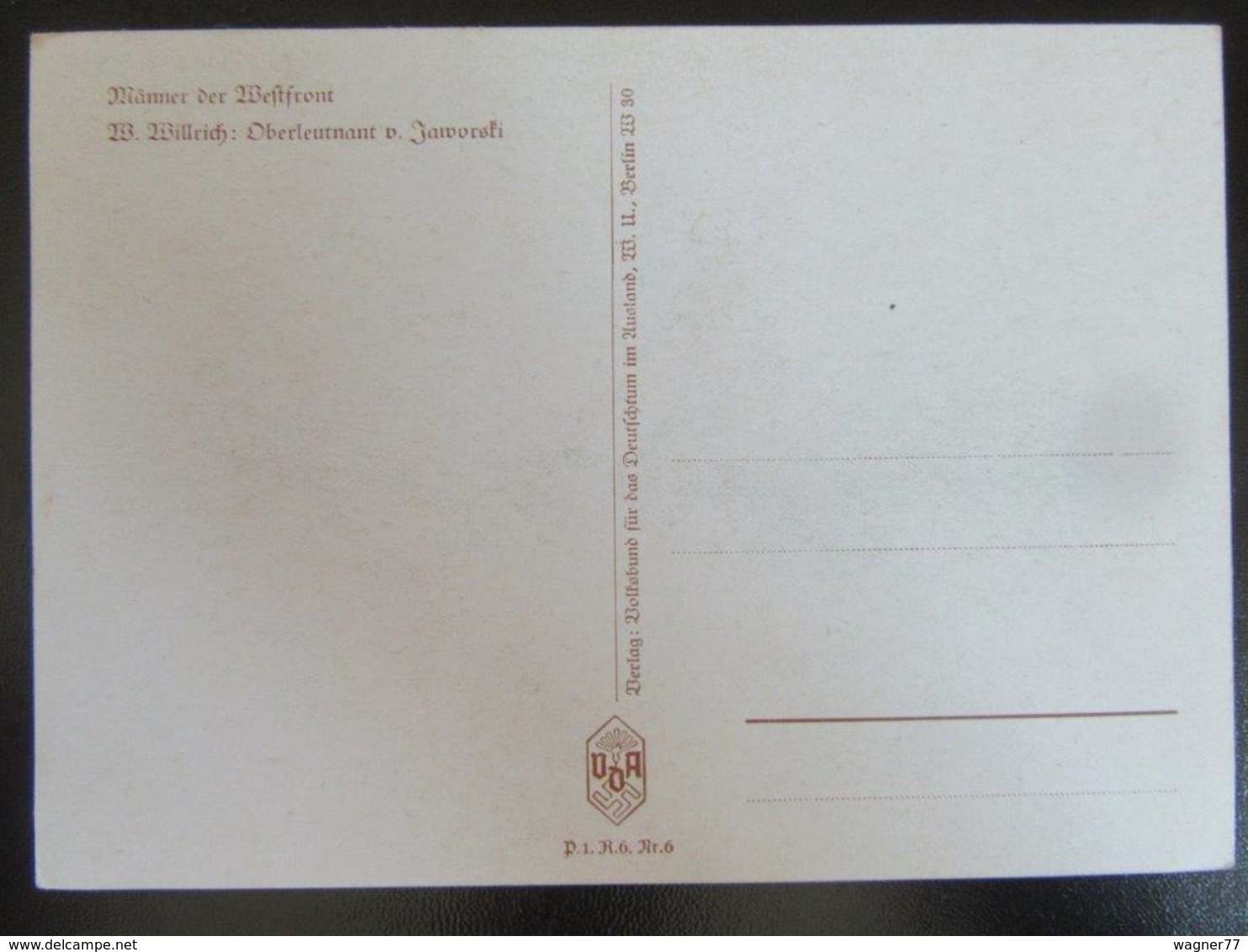 Postkarte Oberleutnant Von Jaworski - Willrich - Erhaltung II - Guerra 1939-45