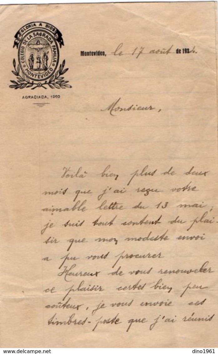 VP14.796 - Colegio De La Sagrada Familia MONTEVIDEO 1924 - Lettre De Mr H. ANTELMO - Manuscrits