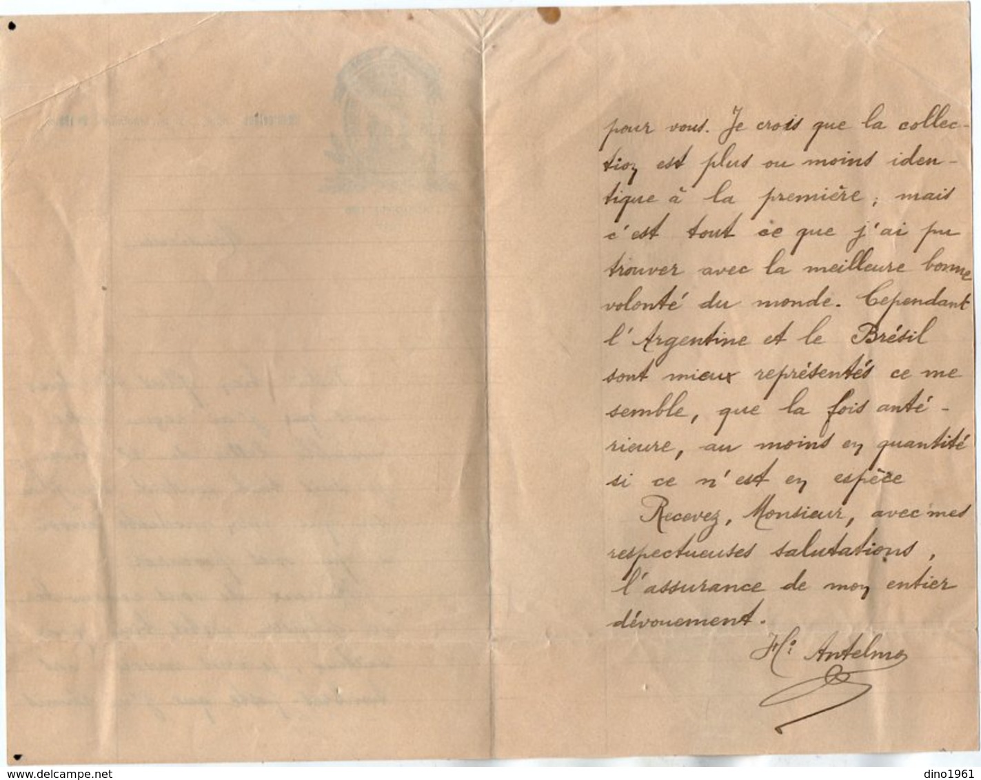 VP14.796 - Colegio De La Sagrada Familia MONTEVIDEO 1924 - Lettre De Mr H. ANTELMO - Manuscrits