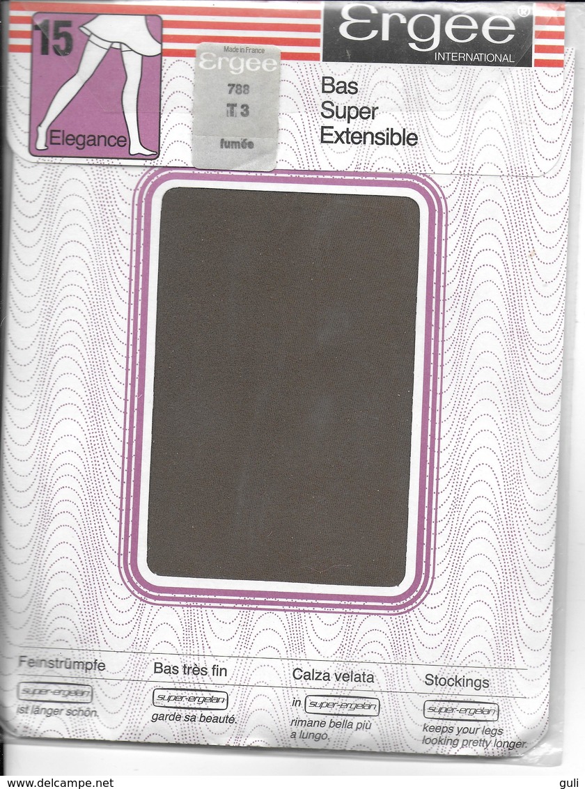 PAIRE De Bas ERGEE Bas Super Extensible 15 Elégance 788 - T 2 Poivre -avec Emballage D'origne - Tights & Stockings