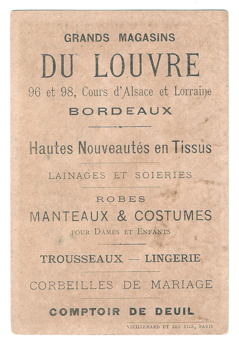 Jolie Chromo Magasins Du Louvre Bordeaux Vieillemard éclipse De Lune Femme Astrologie étoile Victorian Trade Card A6-76 - Autres & Non Classés