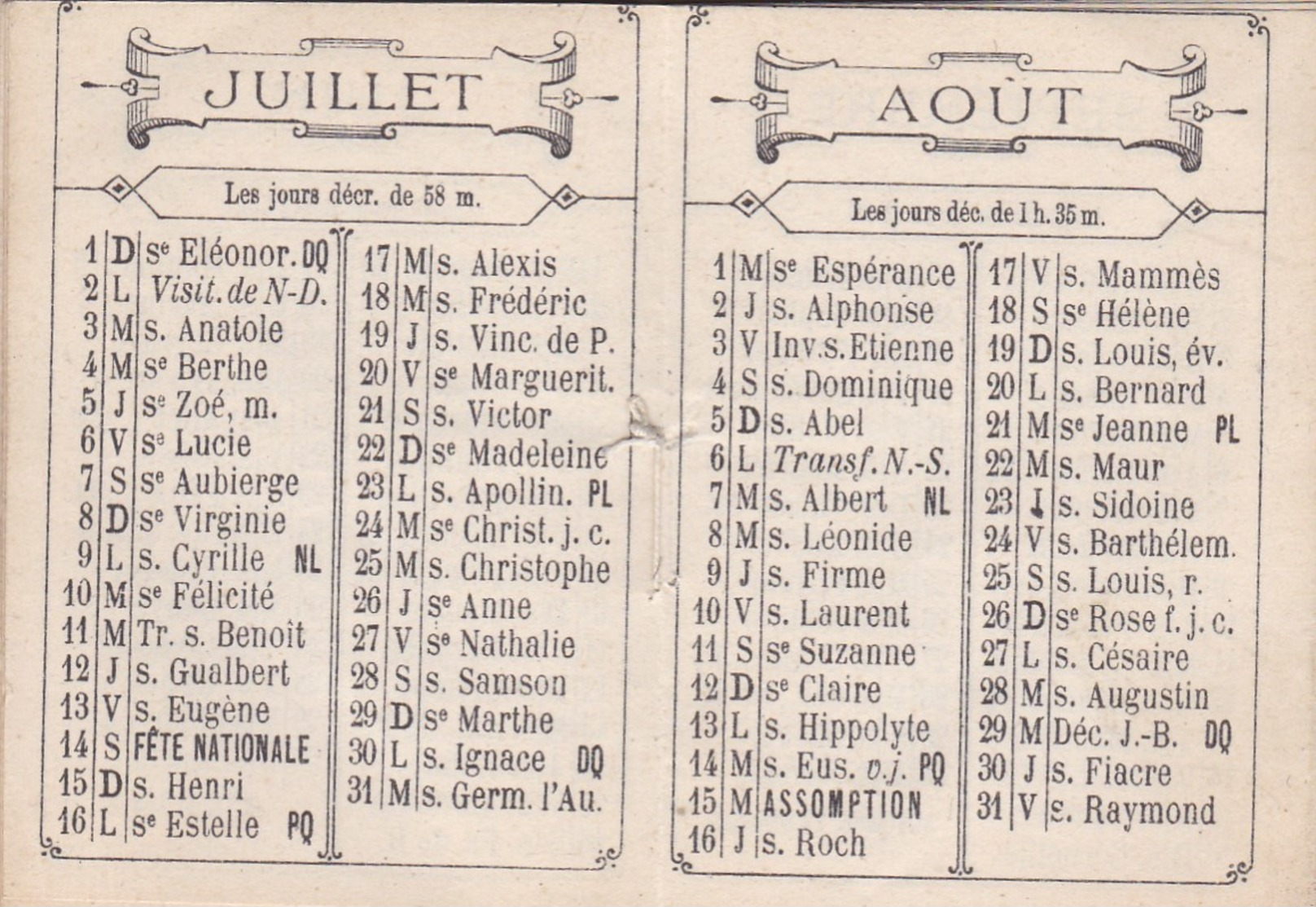 PETIT LOT DE CALENDRIER SYMPA ,à voir et étudier