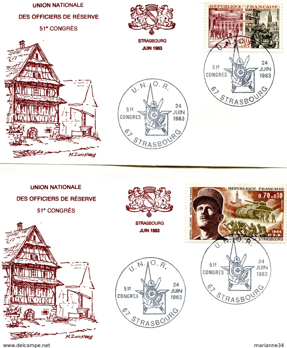 France - 1964/1969- Yt 1410/1607Libération Sur  2 Lettres(congrès Unor Strasbourg 1983) - Covers & Documents