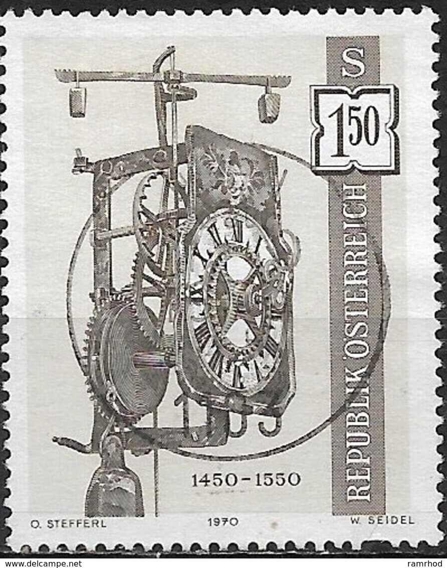 AUSTRIA 1970 Antique Clocks - 1s50 Tower Clock, 1450-1550 FU - Used Stamps