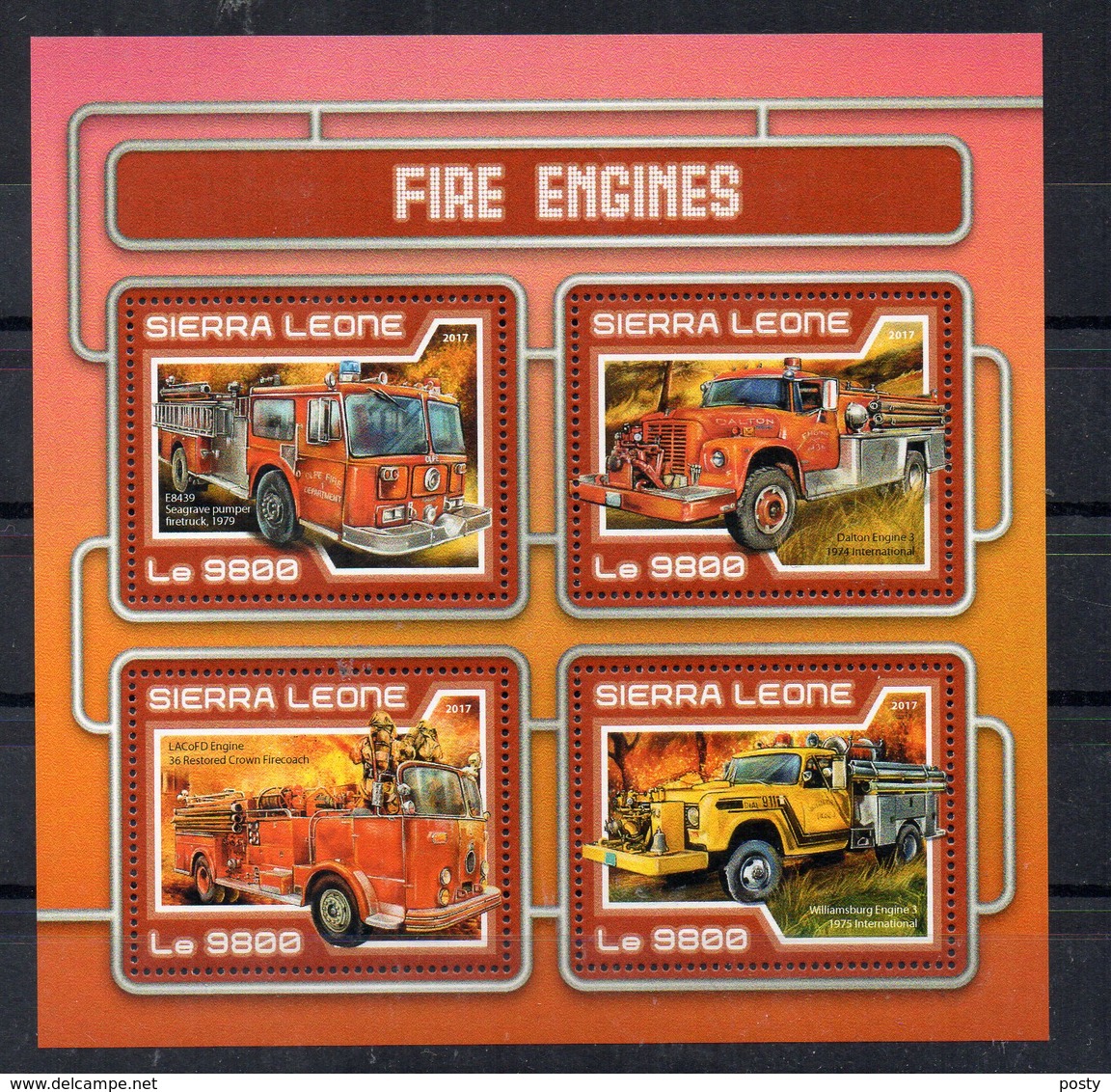 SIERRA-LEONE - CAMIONS DE POMPIERS - FIRE ENGINES - B/F - M/S - 2017 - 4 Timbres - - Sierra Leona (1961-...)