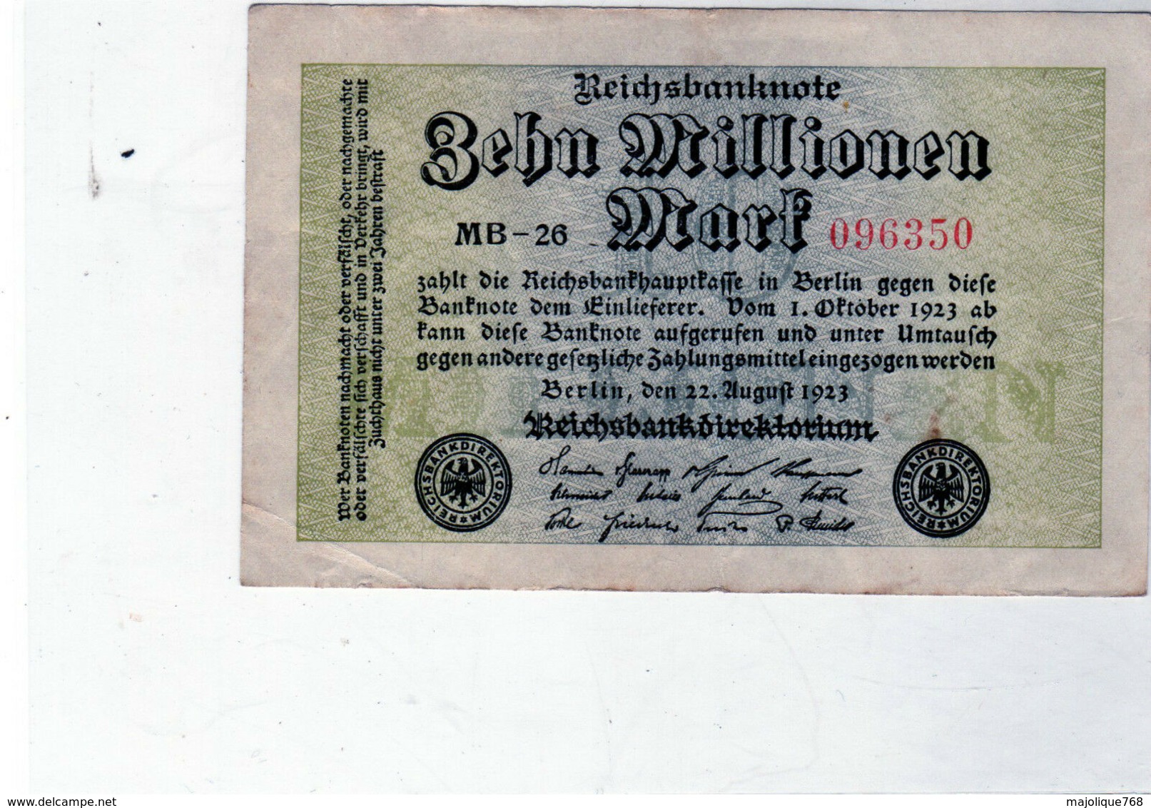 Billet De 1 Million Mark Le 22-8-1923 En T T B - Uni Face - - 1 Mio. Mark