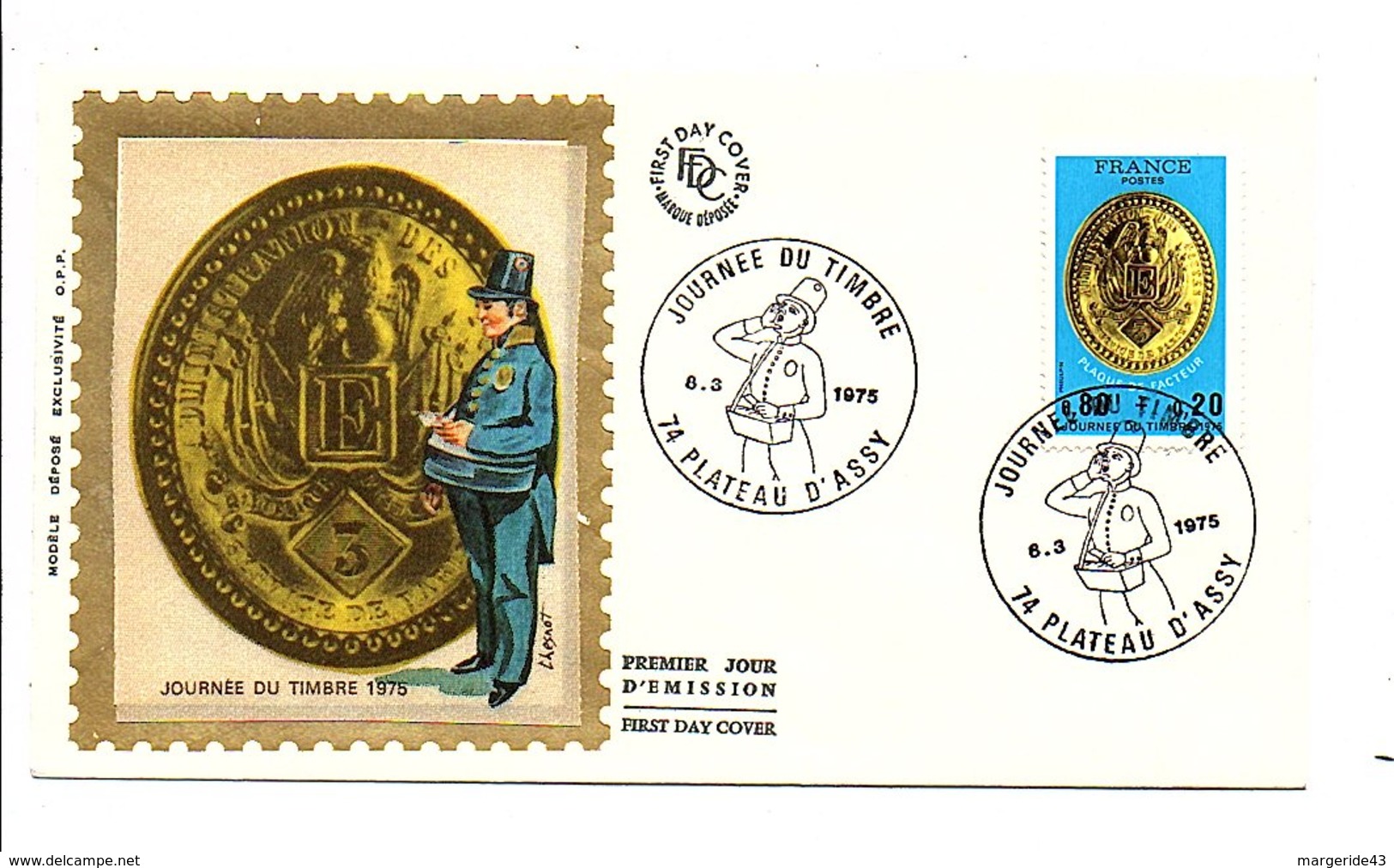 FDC 1975 JOURNEE DU TIMBRE - PLATEAU D'ASSY - 1970-1979