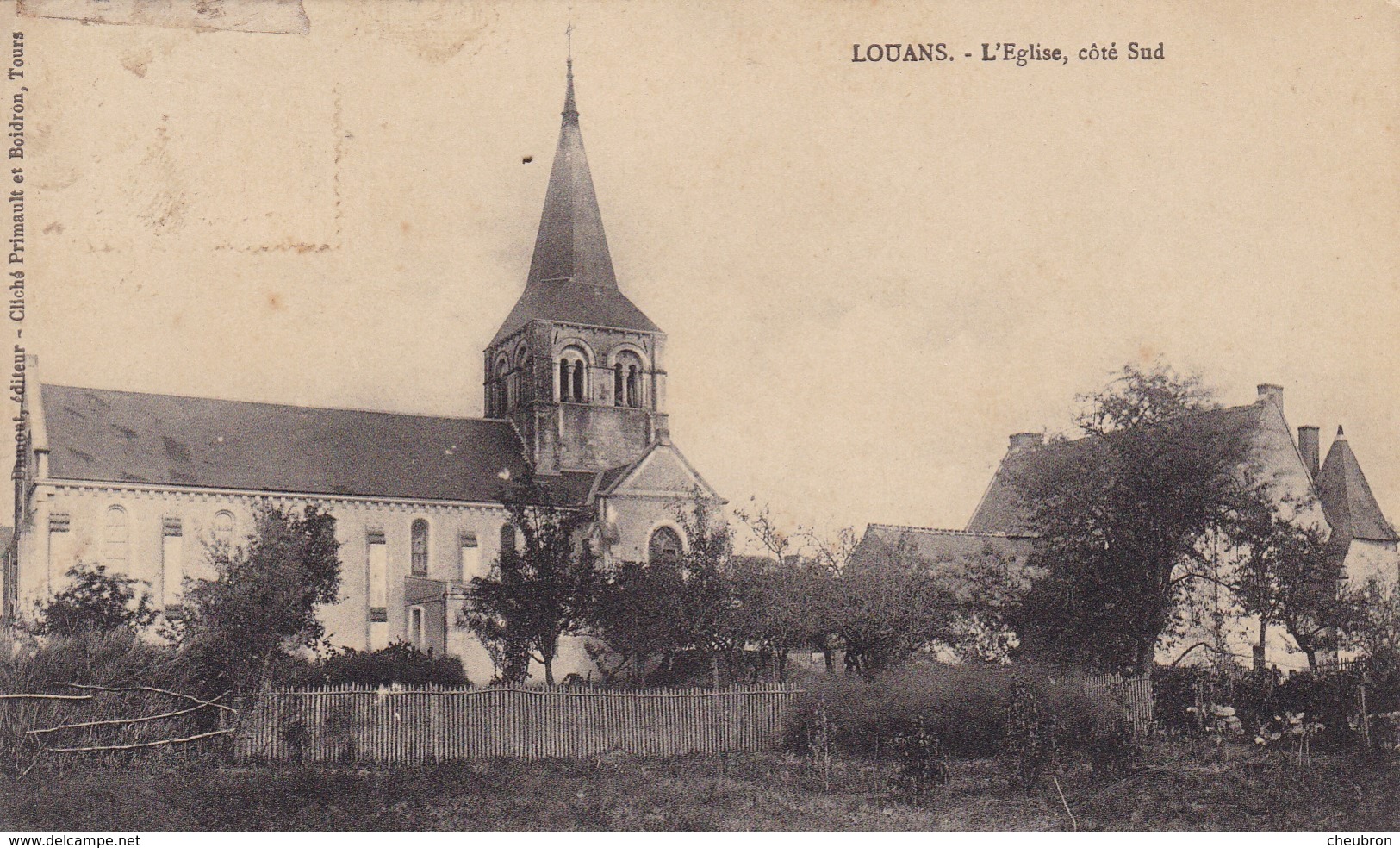 37  LOUANS. CPA. RARETÉ. L'EGLISE COTE SUD. ANNEE 1913 - Autres & Non Classés