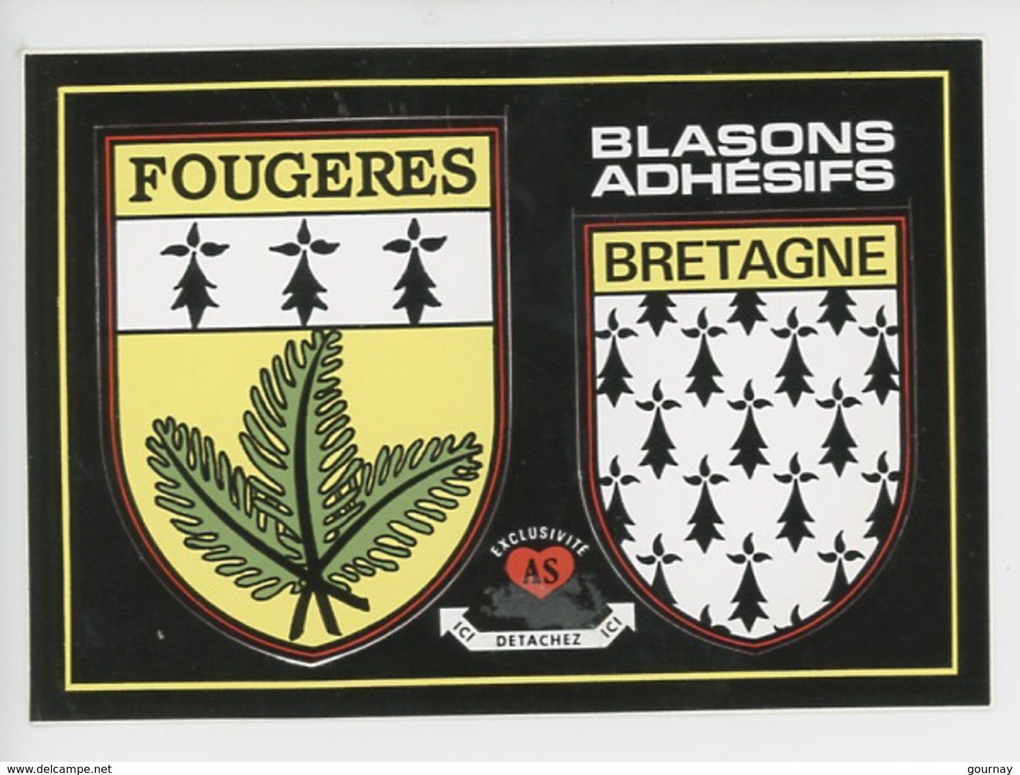 Fougères Bretagne - Autocollant - Blasons Adhésifs (cp Vierge) - Fougeres
