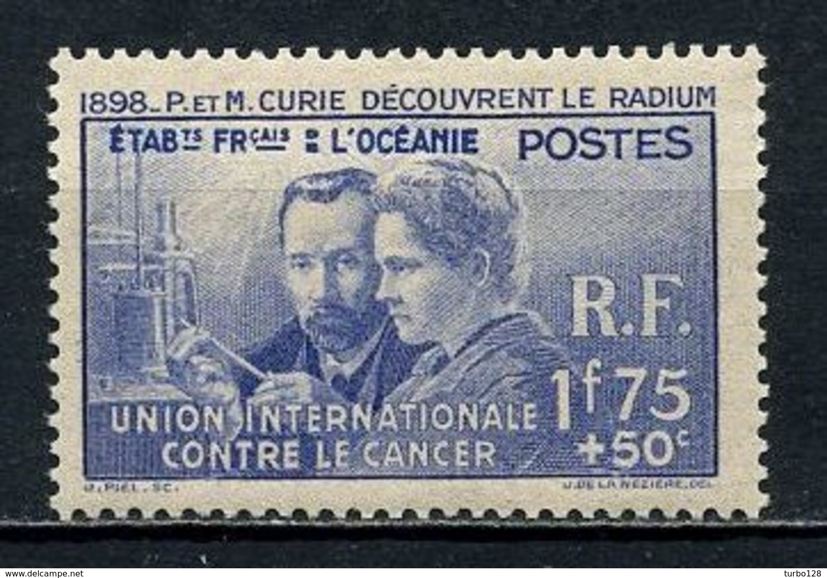 OCEANIE 1938 N° 127 * Neuf MH Légère Trace Charnière TTB C 30 € Pierre Et Marie Curie Sciences - Unused Stamps