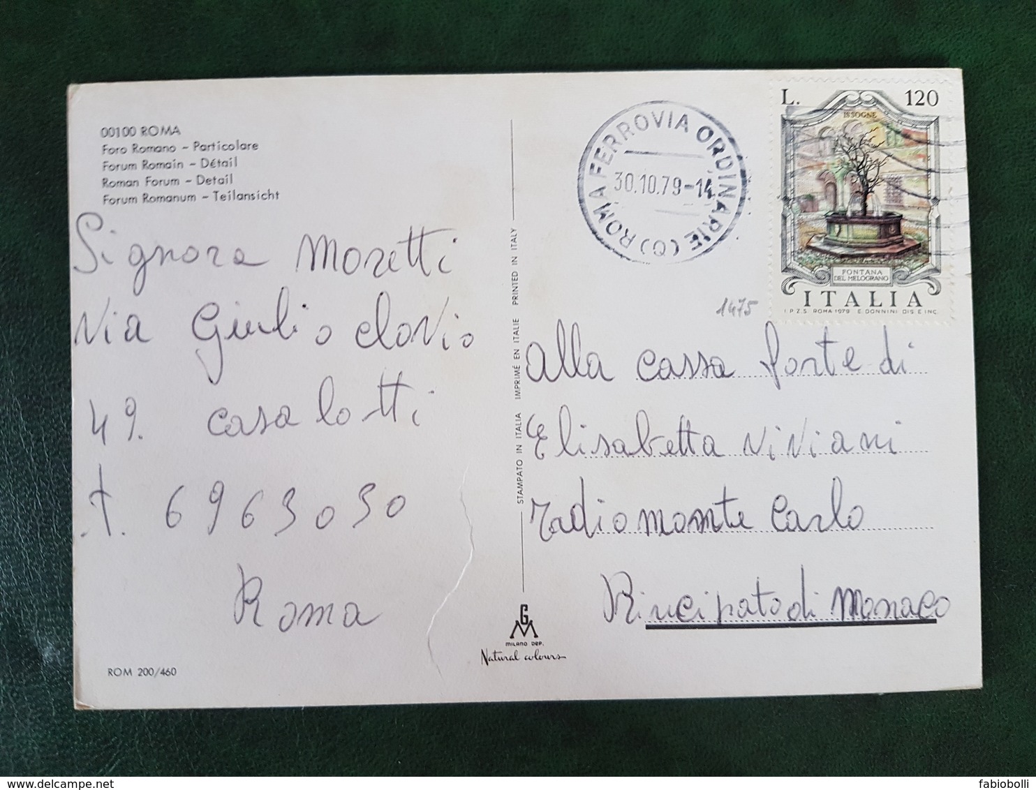 (31781) STORIA POSTALE ITALIA 1979 - 1971-80: Marcofilia