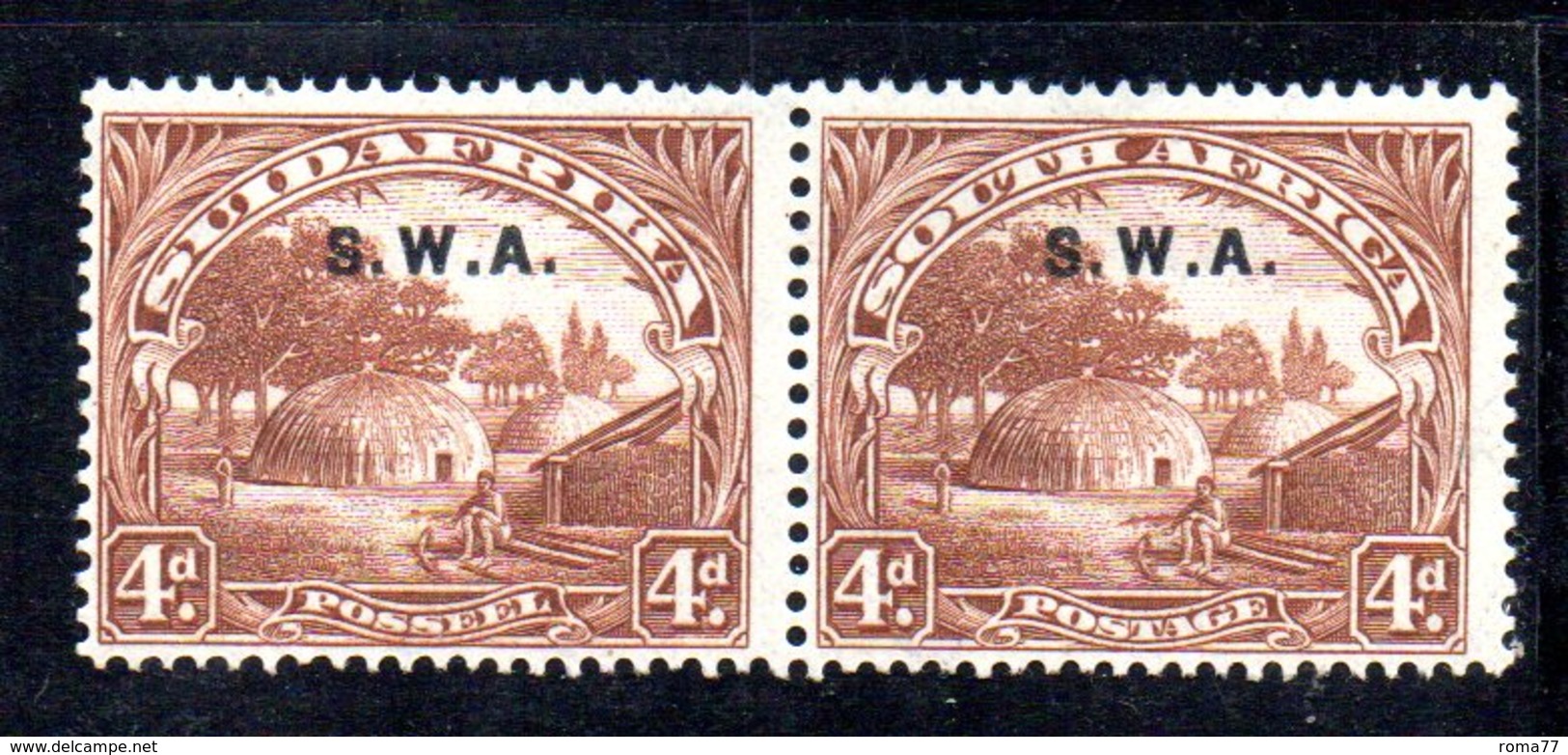 APR552 - SOUTH WEST AFRICA 1927 ,  4 D. Coppia Integra  ***  (2380A). - Africa Del Sud-Ovest (1923-1990)