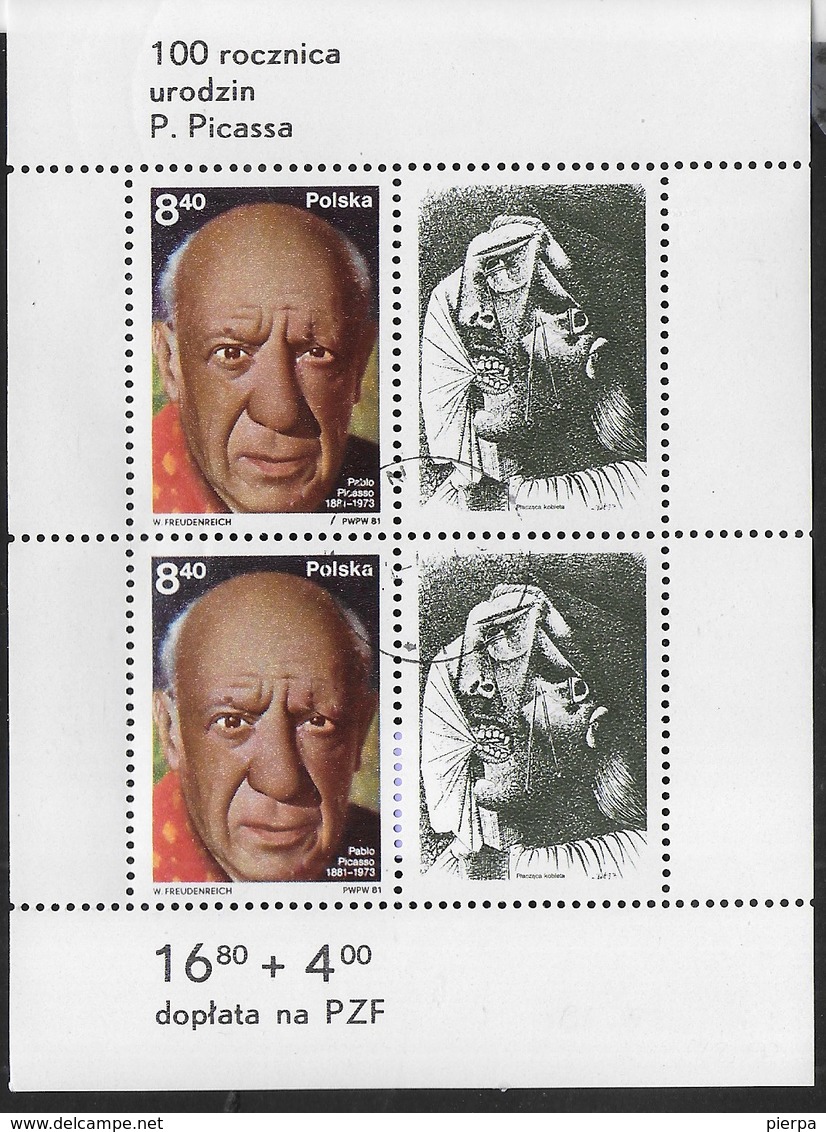 POLONIA - 100° NASCITA PICASSO  1981 - FOGLIETTO USATO (YVERT BF 92 - MICHEL BL 84) - Picasso