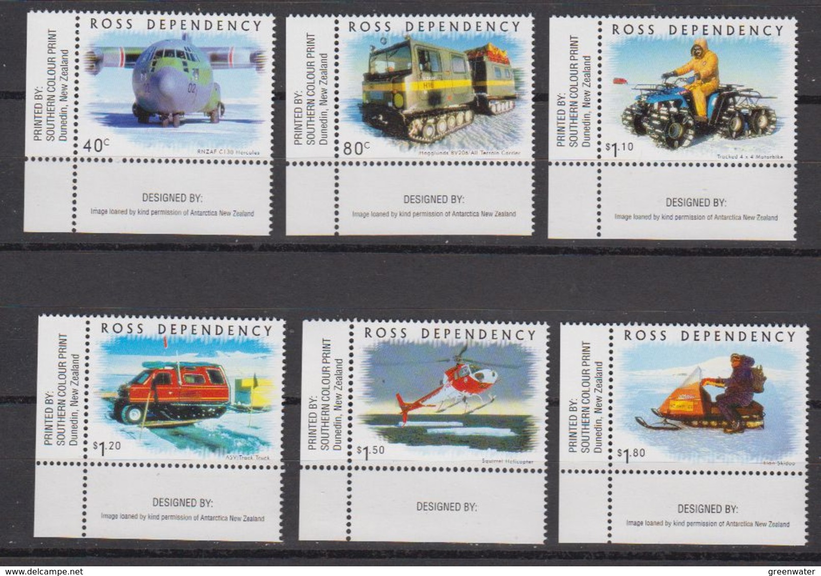 Ross Dependency 2000 Transport On The Ice 6v (corners) ** Mnh (42421) - Ongebruikt