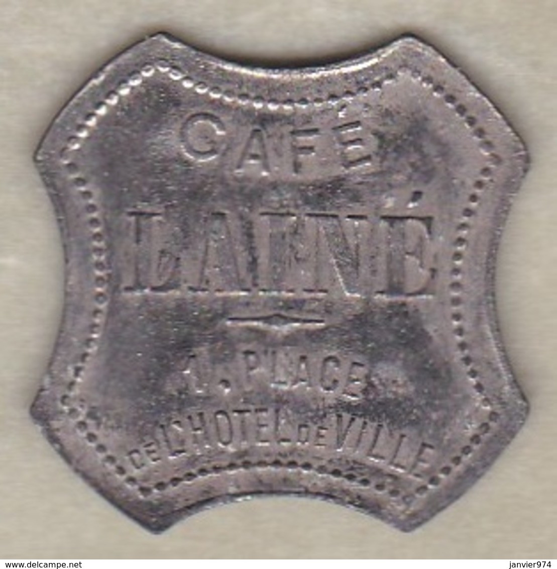 42 - LOIRE. Saint-Etienne, Café Lainé , 15 Centimes , Zinc Nickelé Octogonal - Monétaires / De Nécessité