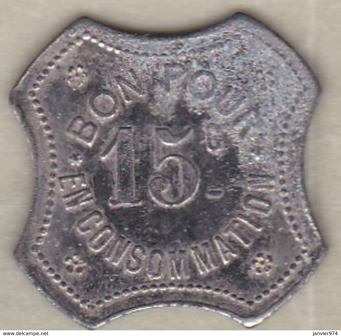 42 - LOIRE. Saint-Etienne, Café Lainé , 15 Centimes , Zinc Nickelé Octogonal - Monétaires / De Nécessité