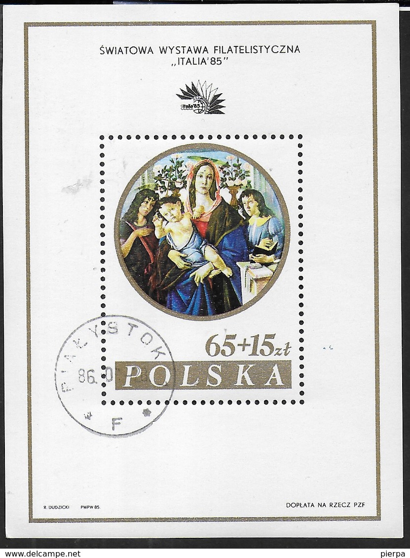 POLONIA - ITALIA '85 - ESPOSIZIONE FILATELICA A ROMA 1985 - FOGLIETTO USATO (YVERT BF 104 - MICHEL BL 95) - Esposizioni Filateliche