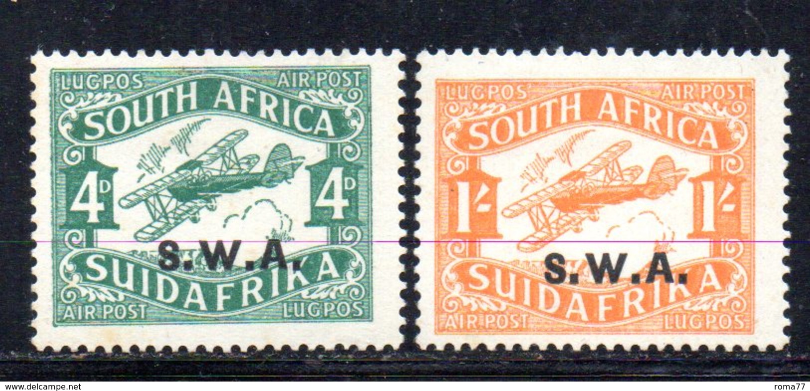 APR558 - SOUTH WEST AFRICA 1930 , Posta Aerea Due Valori Linguellati *  (2380A). - Africa Del Sud-Ovest (1923-1990)