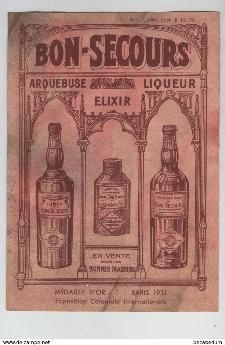 Publicité Bon Secours Arquebuse Elixir Liqueur - Werbung