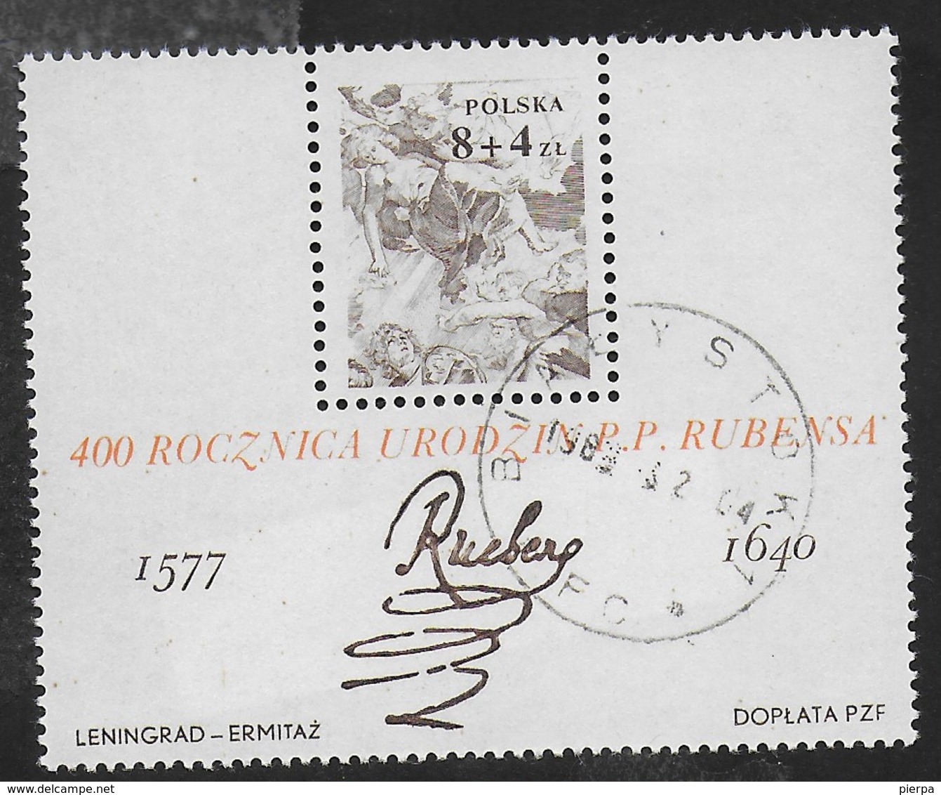 POLONIA - 400° NASCITA P.P. RUBENS 1977 - FOGLIETTO USATO (YVERT BF 73 - MICHEL BL 67) - Rubens