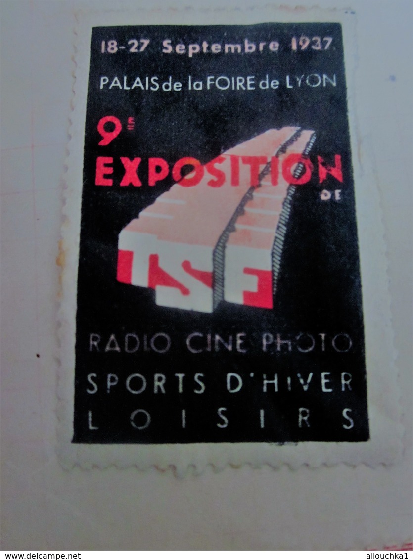 1937 LYON PALAIS FOIRE INTERNATIONALE DE LYON 9é EXPOSITION RADIO CINE PHOTO SPORTS-Timbre Vignette Erinnophilie -Neuf * - Sports