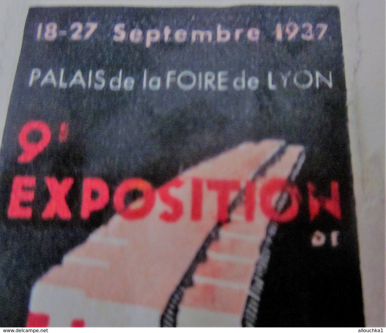 1937 LYON PALAIS FOIRE INTERNATIONALE DE LYON 9é EXPOSITION RADIO CINE PHOTO SPORTS-Timbre Vignette Erinnophilie -Neuf * - Sport