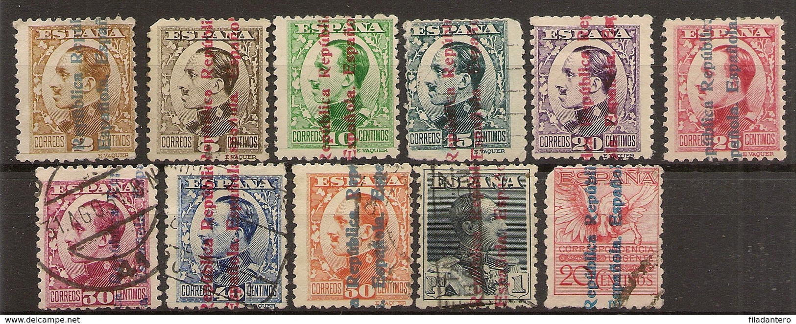 España Edifil 593/603 (º)  Alfonso XIII Sobrecargado República  1931  NL1403 - Usados