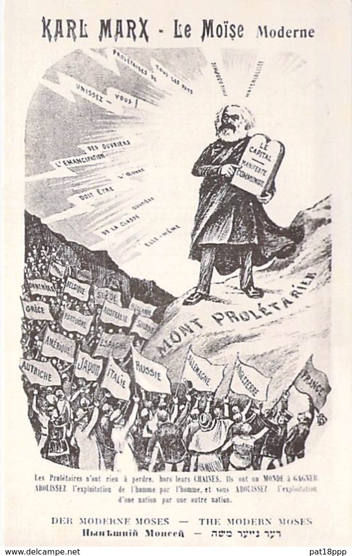 POLITIQUE Satirique Caricature ( Judaïca ) KARL MARX : The Moderne Moses - The Modern Moses - Le Moïse Moderne CPA - Satirisch