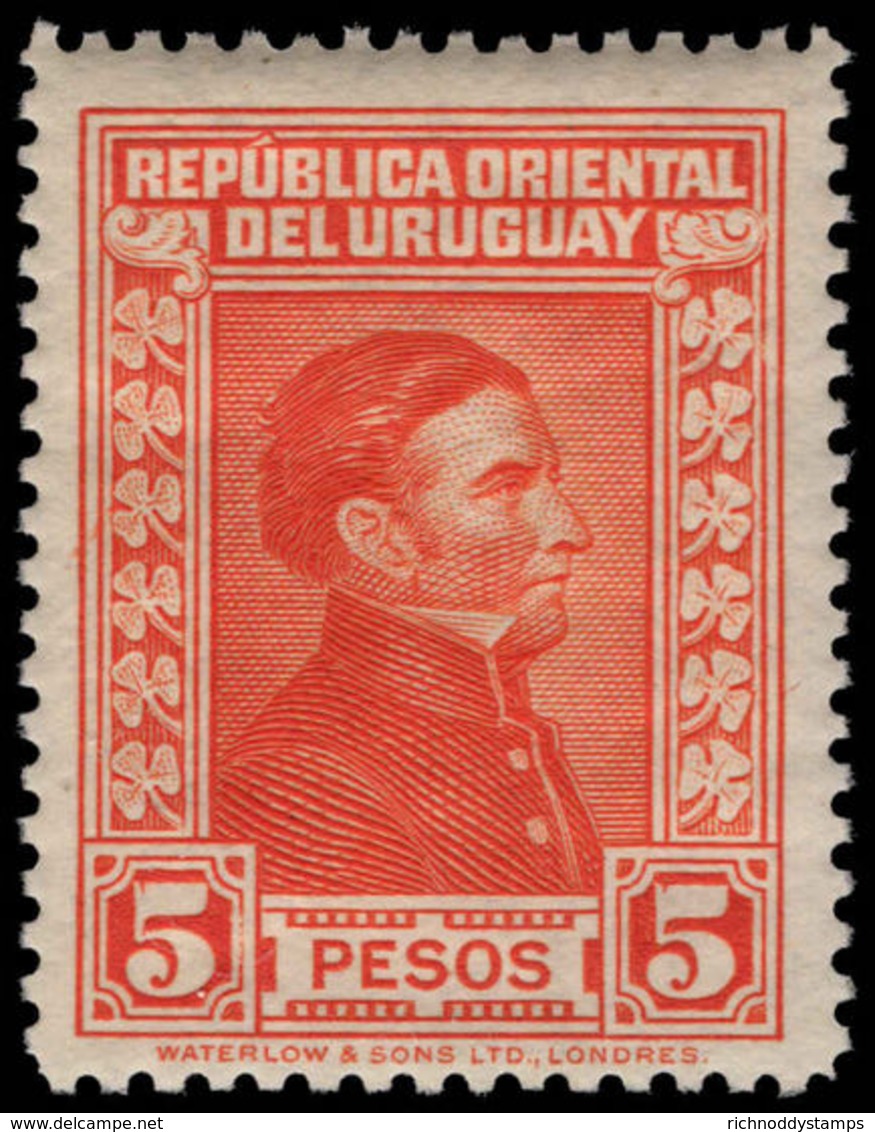 Uruguay 1929-33 5p Vermillion Waterlow Fine Mounted Mint. - Uruguay
