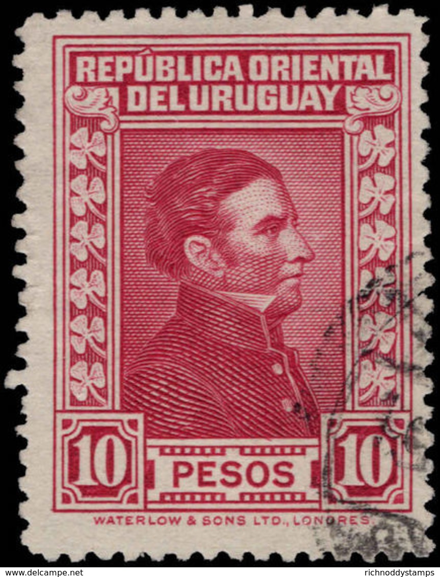 Uruguay 1929-33 10p Deep Lake Waterlow Fine Fine Used. - Uruguay