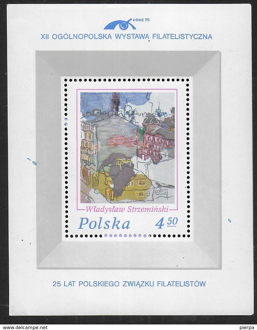 POLONIA - LODZ '75 - ESPOSIZIONE FILATELICA  - FOGLIETTO NUOVO** (YVERT BF 70 - MICHEL BL 64) - Esposizioni Filateliche