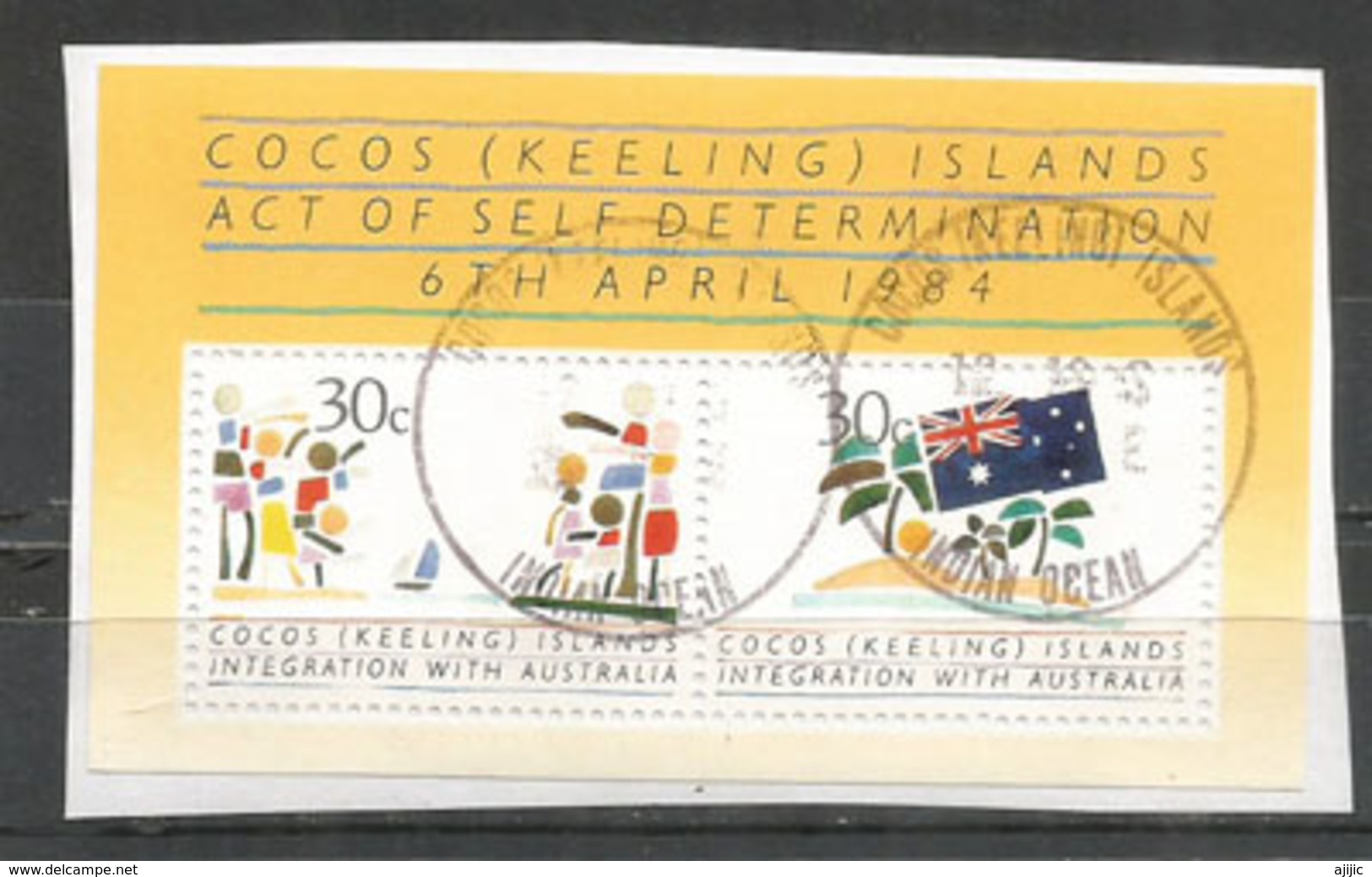 Cocos-Keeling Self Determination Autonomy. Bloc-feuillet Oblitéré Sur Fragment Lettre - Cocos (Keeling) Islands