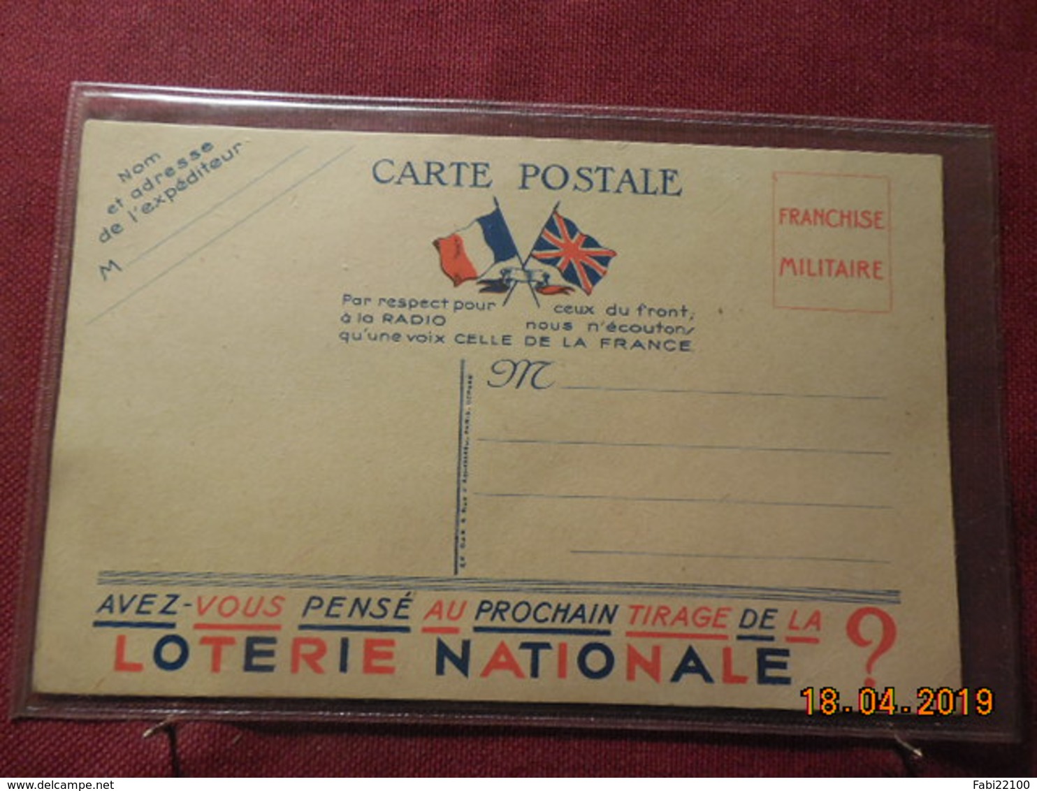 Carte En FM Avec Publicité Loterie Nationale - Lettres & Documents